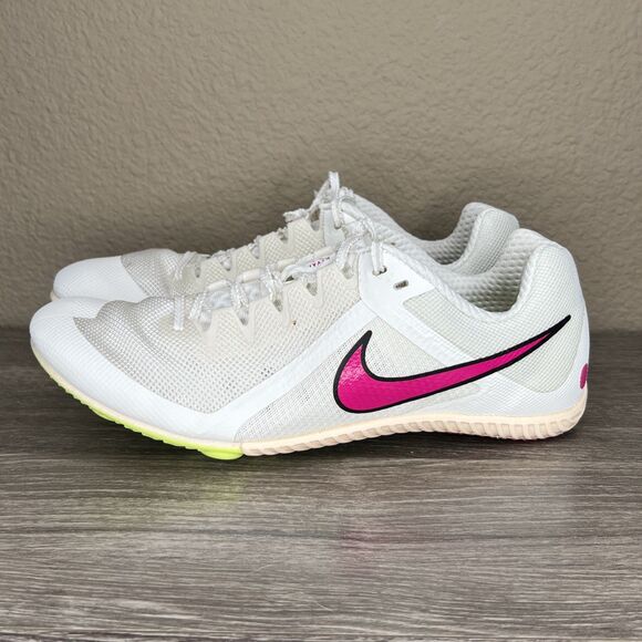 Nike Zoom Rival Multi Spikes Mens Size 8 White Pink Track Field XC Cross Country - Picture 1 of 11